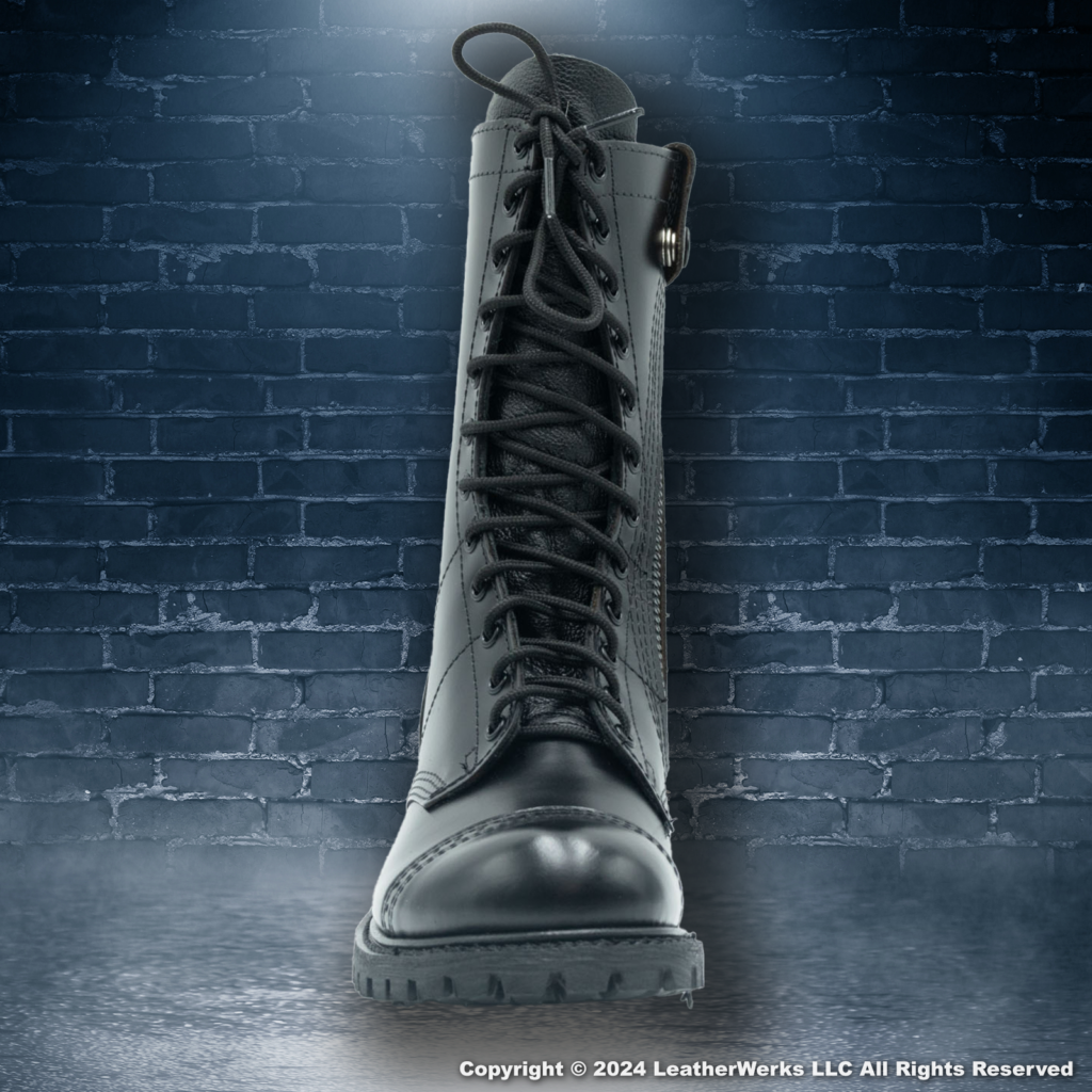 Corcoran 10 Inch Leather Jump Boot Lug Sole with Toe Cap and Side Zip Black